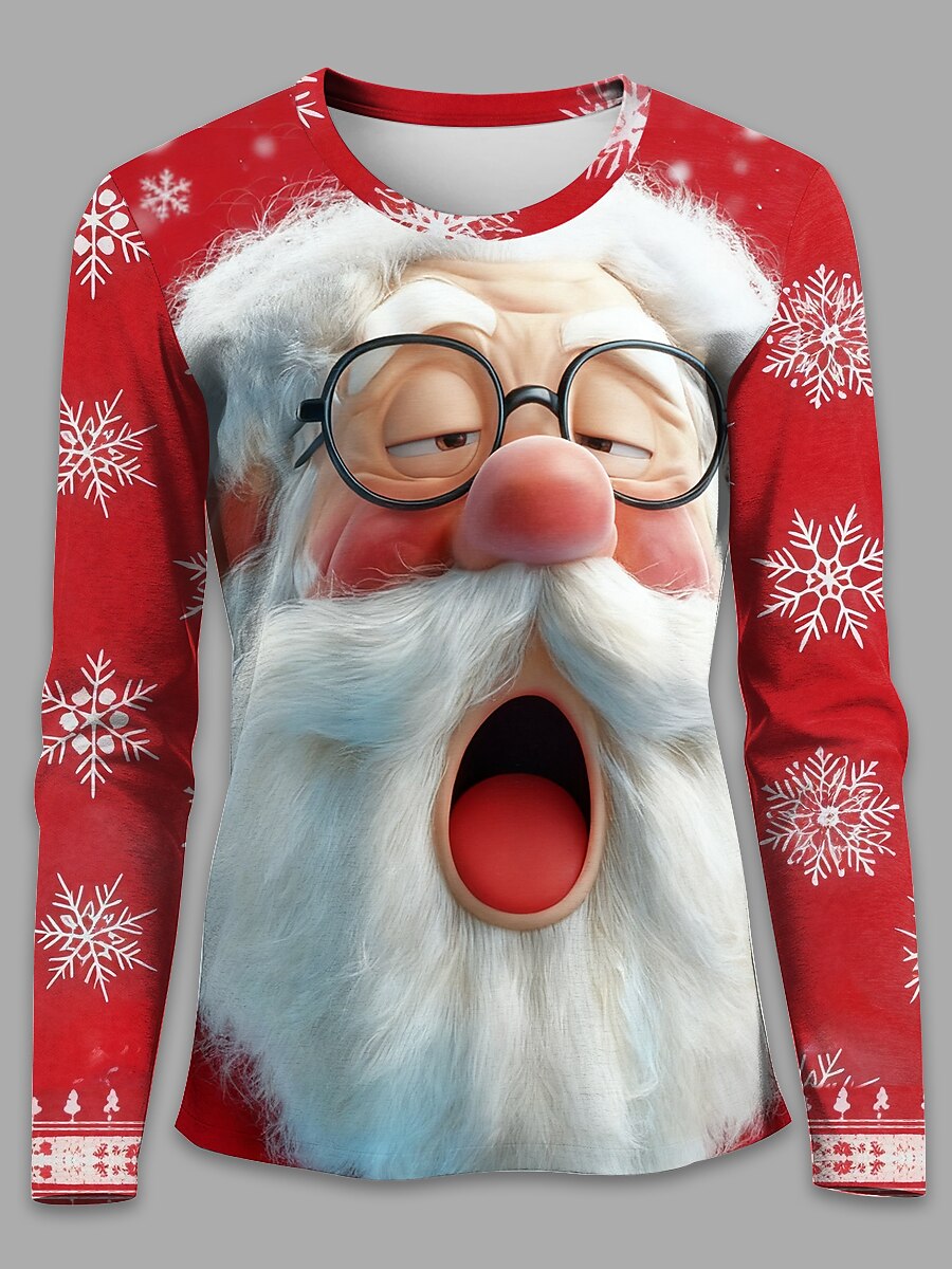 Women's Santa Snowflake Christmas Longsleeve Tee