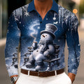 Snowman Christmas Long Sleeve Polo Shirt