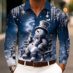 Snowman Christmas Long Sleeve Polo Shirt