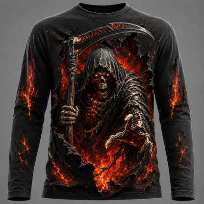 Men's Skeleton Grim Reaper Long Sleeve Tee