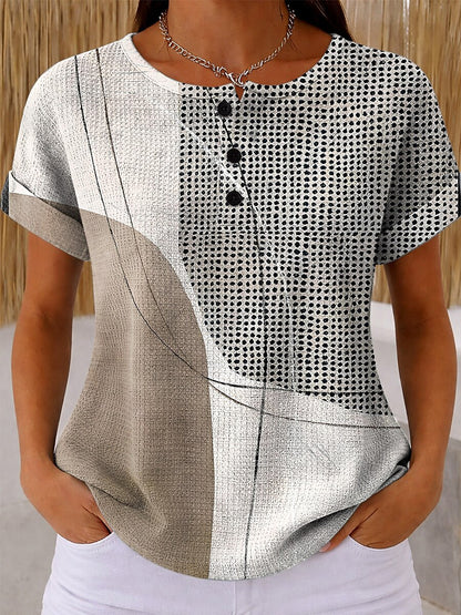 Women's Abstract Colorblock Art Graphic Tee