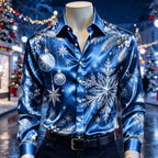 Men's Colorful Christmas Baubles Satin Shirt