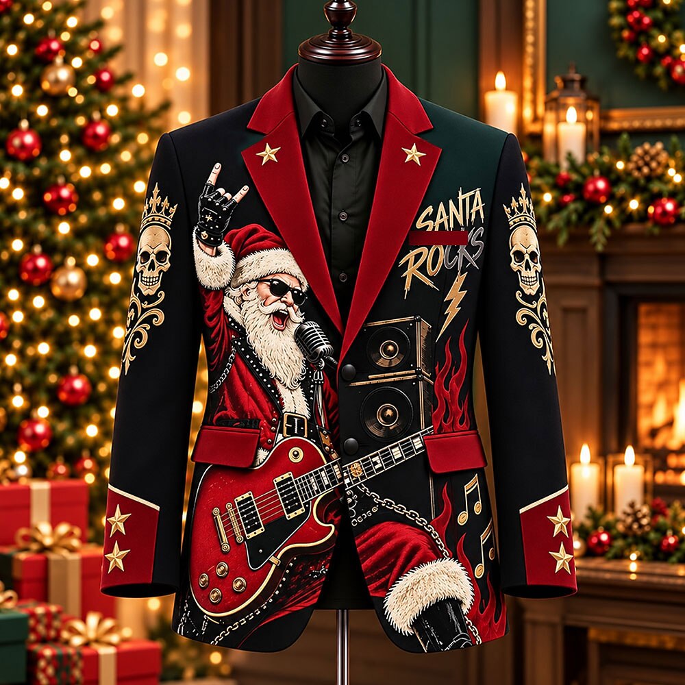 Men's Black Santa Claus Party Blazer