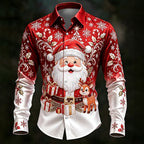 Santa Claus Christmas Scene Satin Shirt