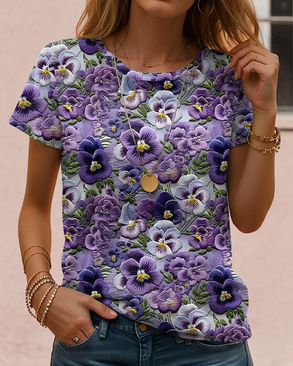 Women's Colorful Garden Floral Graphic Tee