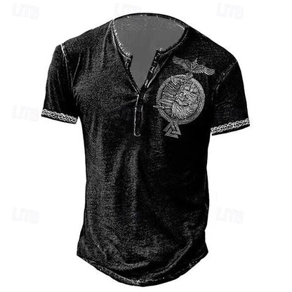 Men's Skull Eagle Halloween Henley
