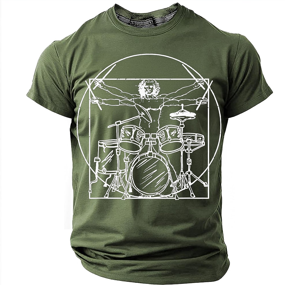 Men's Vitruvian Drummer Parody Graphic Tee