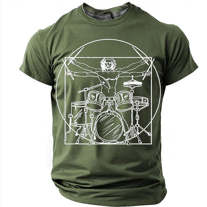 Men's Vitruvian Drummer Parody Graphic Tee