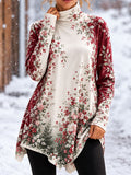 Christmas Floral Classic Turtleneck T-Shirt