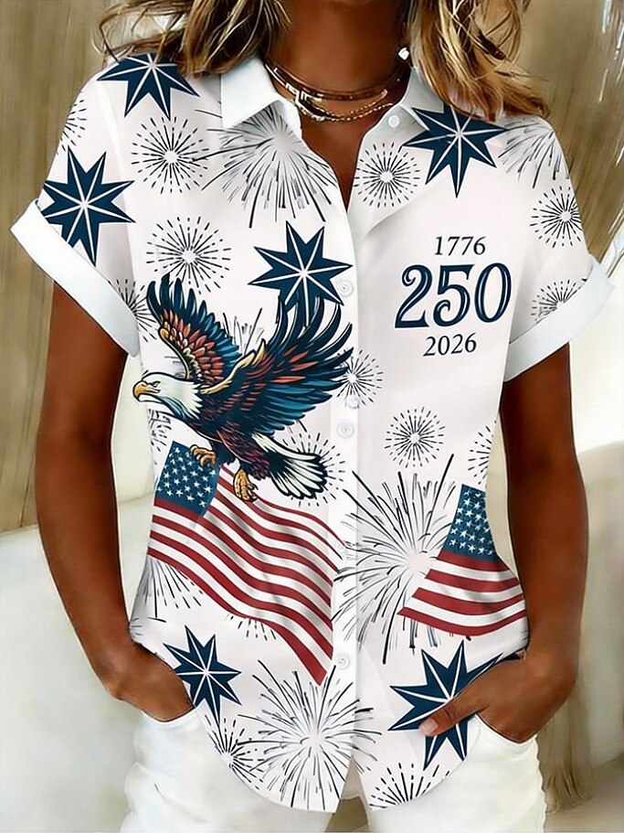 Women's Vintage Flag Short Sleeve Shirt