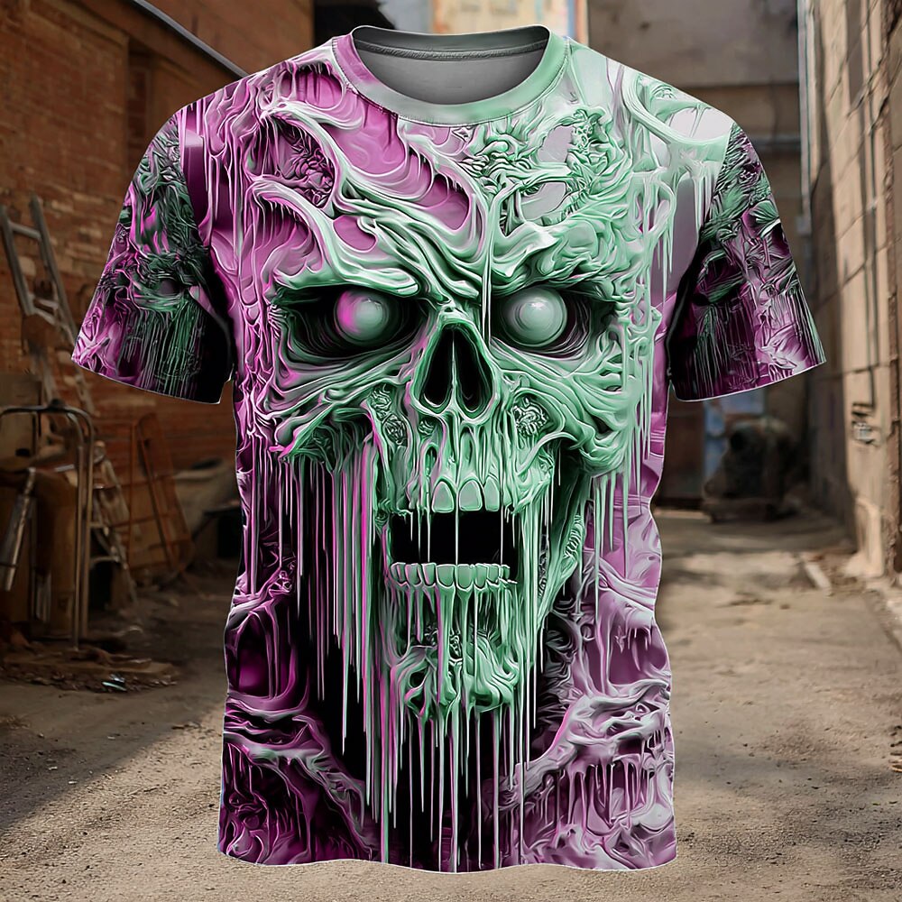 Men's Colorful Skull Illusion Graphic Tee