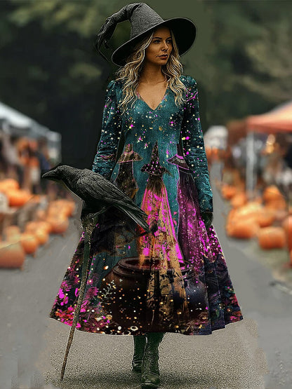 Women's Halloween Mystic Witch Maxi Dress