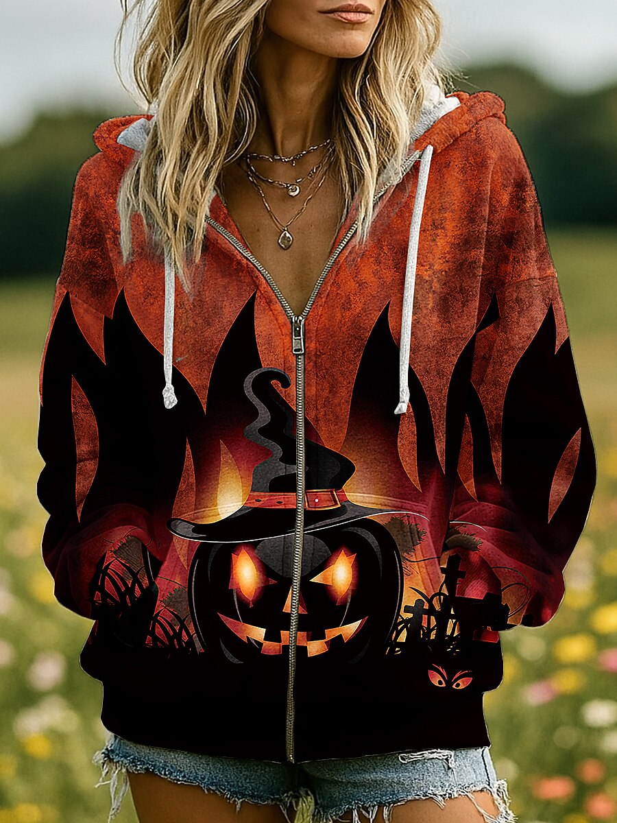 Women's Halloween Haunted Skull Hoodie