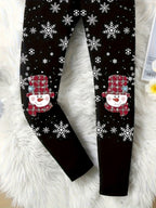 Snowman Snowflake Cozy Christmas Leggings