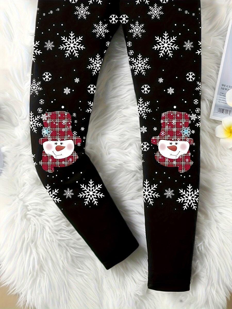 Snowman Snowflake Cozy Christmas Leggings