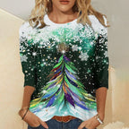 Women's Christmas Snowflake Tree Graphic Tee