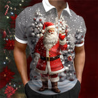 Santa Claus Christmas Zip Golf Polo