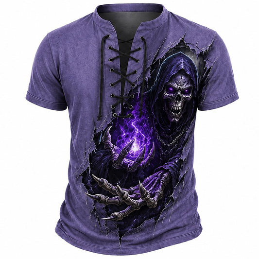 Men's Skull Grim Reaper Henley Shirt