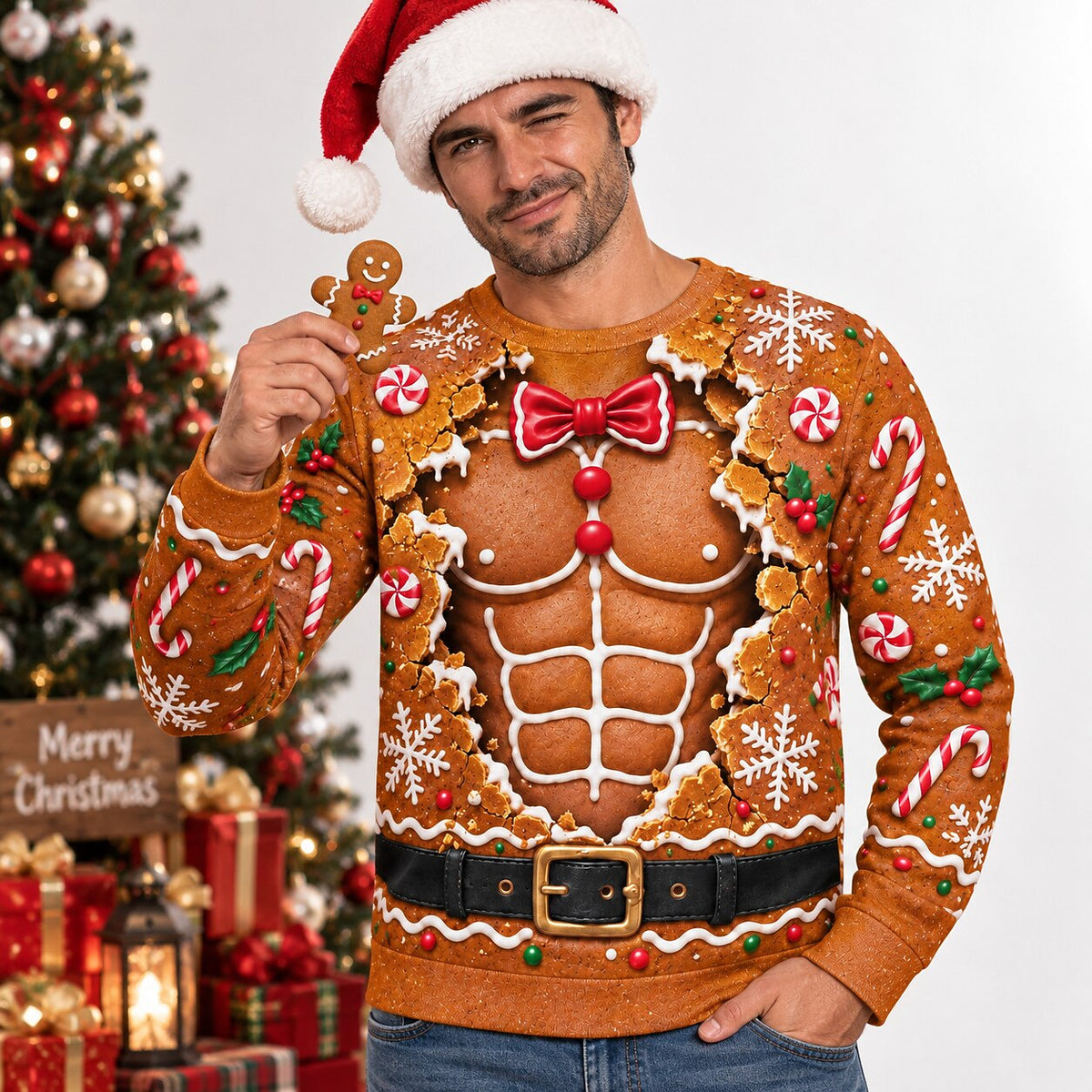 Christmas Gingerbread Man Funny Crewneck Sweatshirt