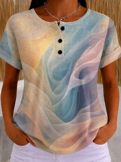Women's Colorblock Geometric Art Graphic Tee