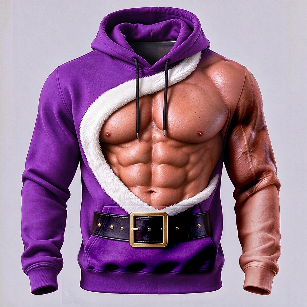 Men's Simulation Print Christmas Hoodie