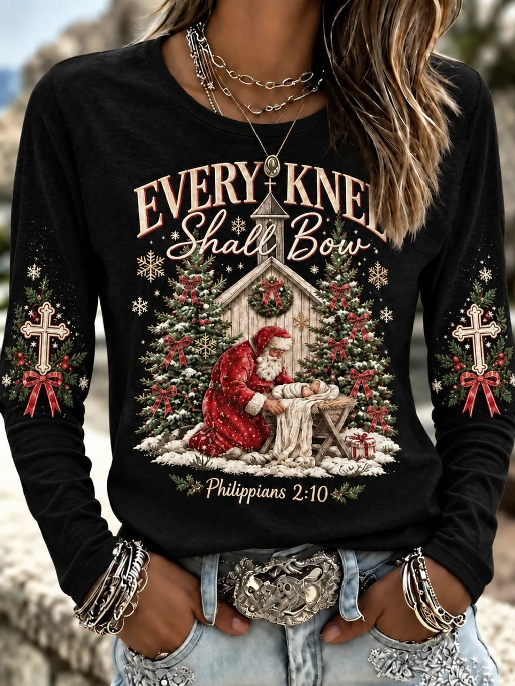 Santa Claus Graphic Women's Christmas Shirt