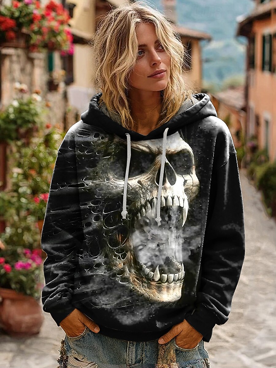 Women's Halloween Haunted Skull Hoodie