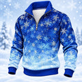 Snowflake Christmas Casual Zip Collar Sweatshirt