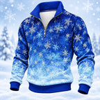Snowflake Christmas Casual Zip Collar Sweatshirt