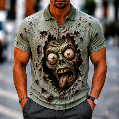 Men's Zombie Character Polo Print Shirt