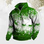 Christmas Elk Snowflake Zip Polo Shirt