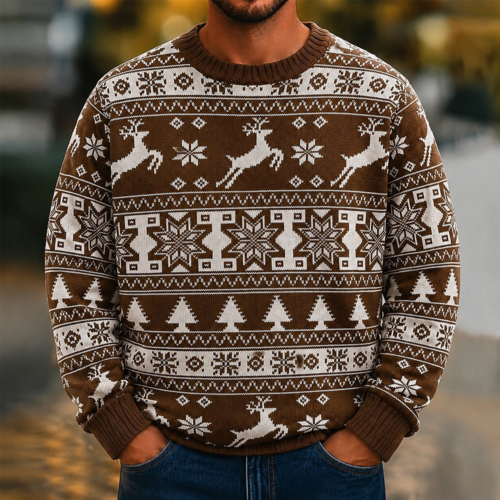 Christmas Reindeer Snowflake Knit Sweater