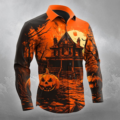 Men's Pumpkin Haunted Jackolantern Gothic Shirt