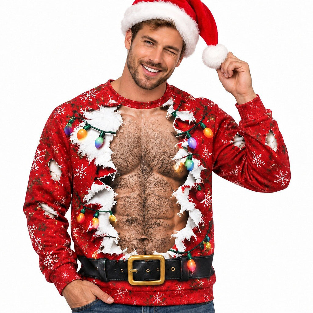 Christmas Hunk Santa Spooky Crewneck Sweatshirt