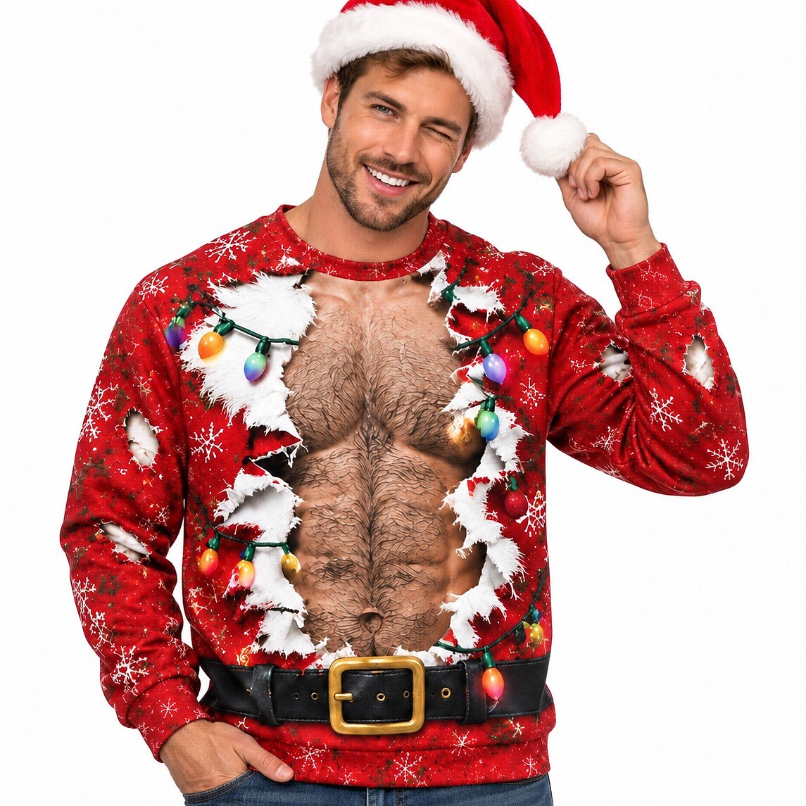 Christmas Hunk Santa Spooky Crewneck Sweatshirt