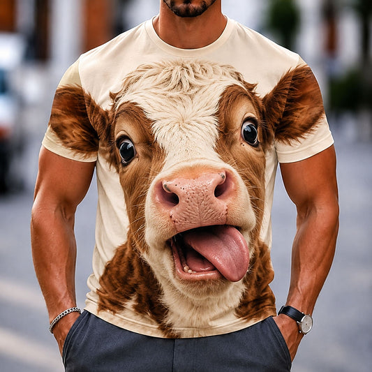 Men's Dragon Cow Animal Graphic Tee