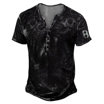 Men's Skull Eagle Halloween Henley