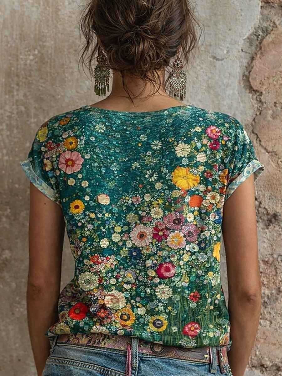 Women's Vintage Blossom V Neck Tee