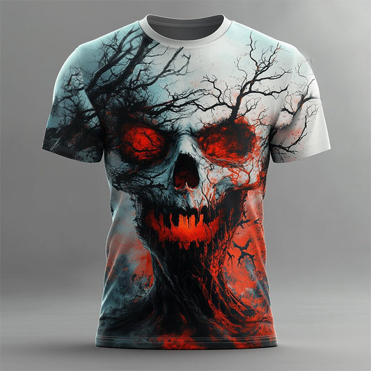 Men's Flaming Skull Horror Graphic Tee