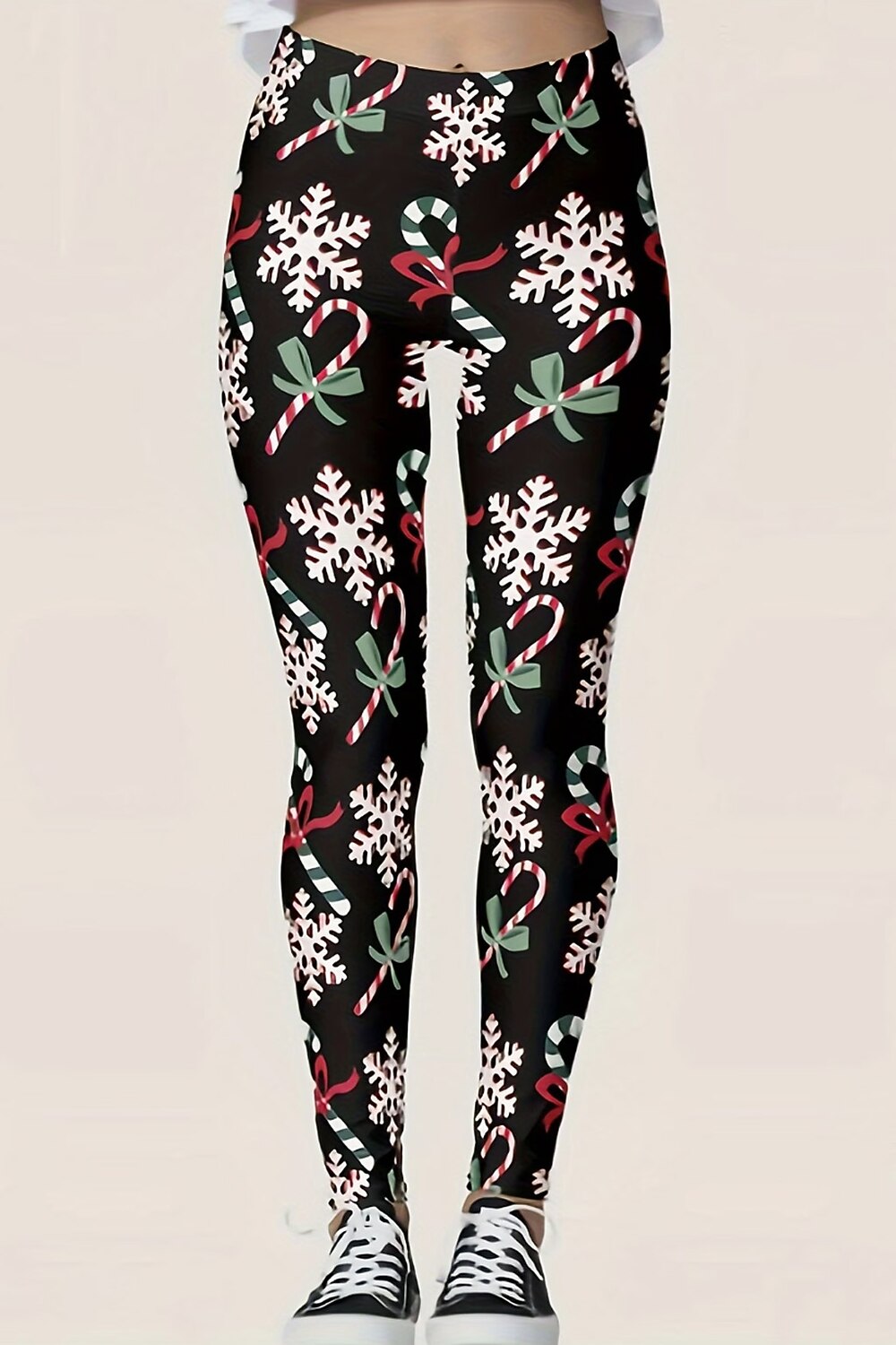 Santa Snowman Christmas Graphic Capri Leggings