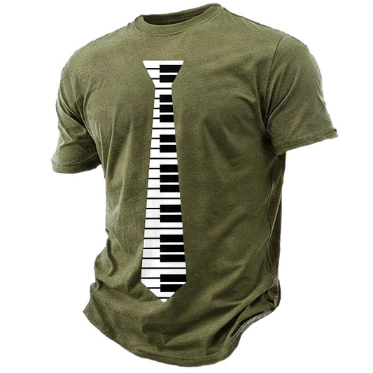 Men's Piano Keyboard Necktie Graphic Tee