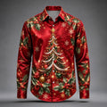 Men's Multicolor Christmas Tree Satin Shirt