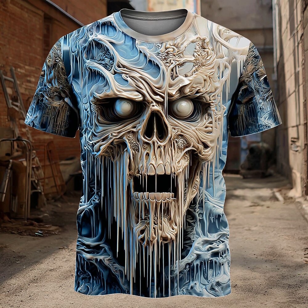 Men's Colorful Skull Illusion Graphic Tee