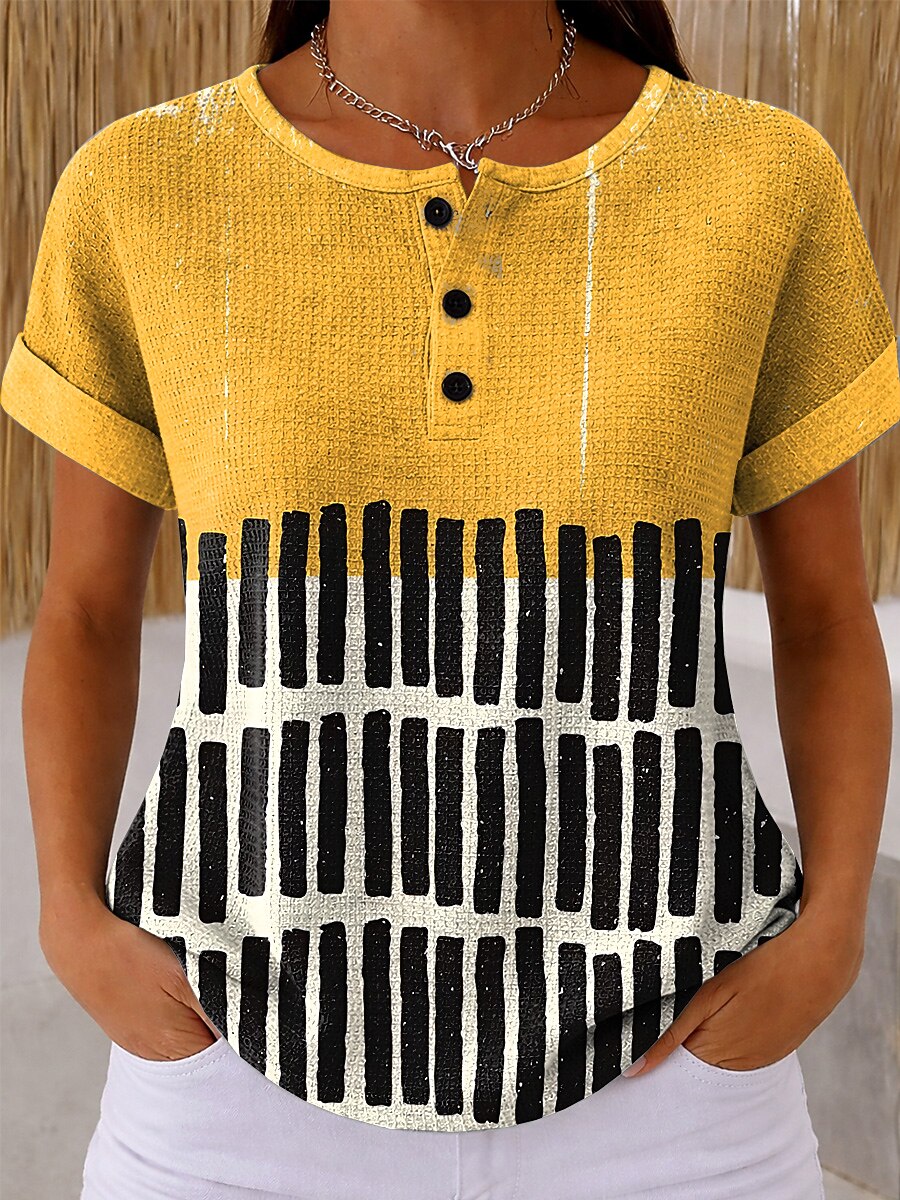 Women's Abstract Colorblock Art Graphic Tee