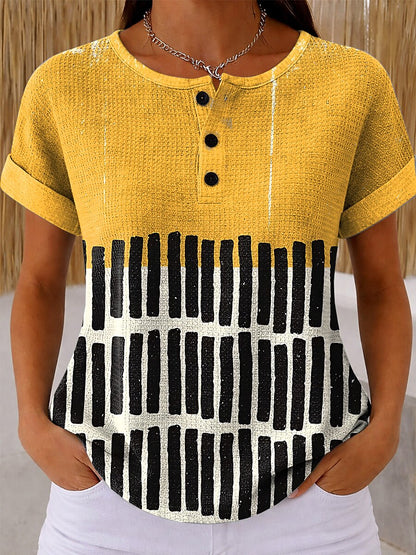 Women's Abstract Colorblock Art Graphic Tee