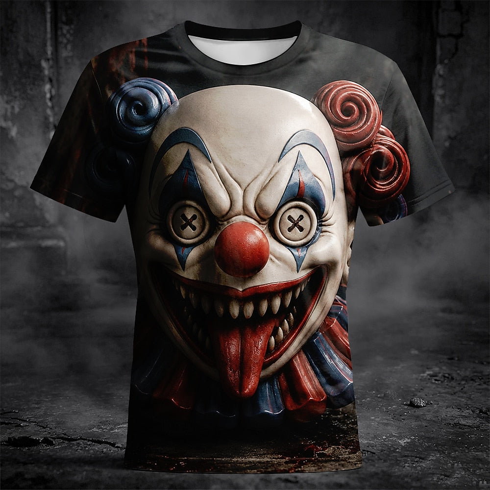 Men's Halloween Illusion Horror Clown Tshirt