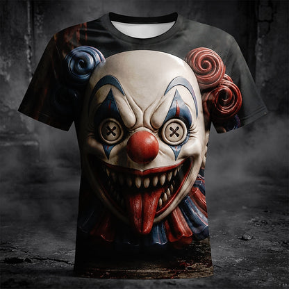 Men's Halloween Illusion Horror Clown Tshirt