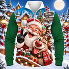 Men's Santa Christmas Quarter Zip Polo