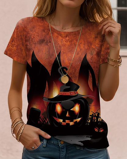 Women's Halloween Haunted Skull Tee
