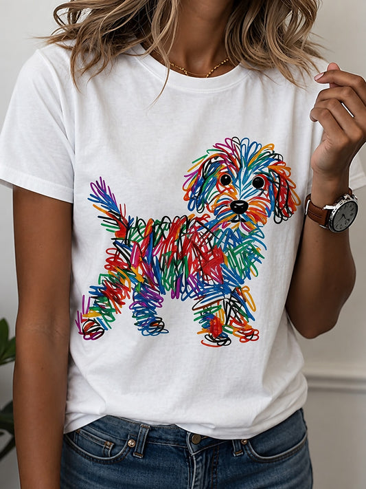 Women's Rainbow Dog Graphic Tee
